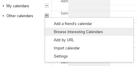 google calendar browse interesting calendars