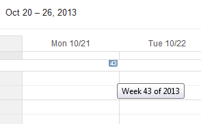 google calendar week number