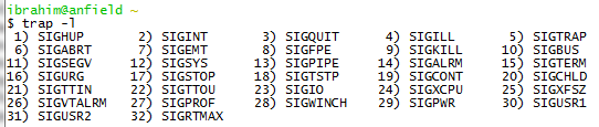 UNIX Trap Signal List