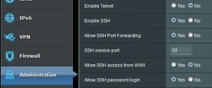 asus n66u enable ssh